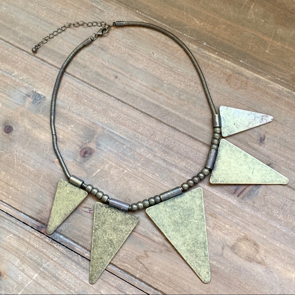 Geometric Brass Statement Necklace - image 5